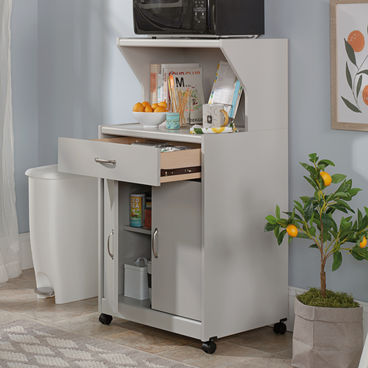 Sauder - Microwave/kitchen Modern Grey Cart - Modern Grey