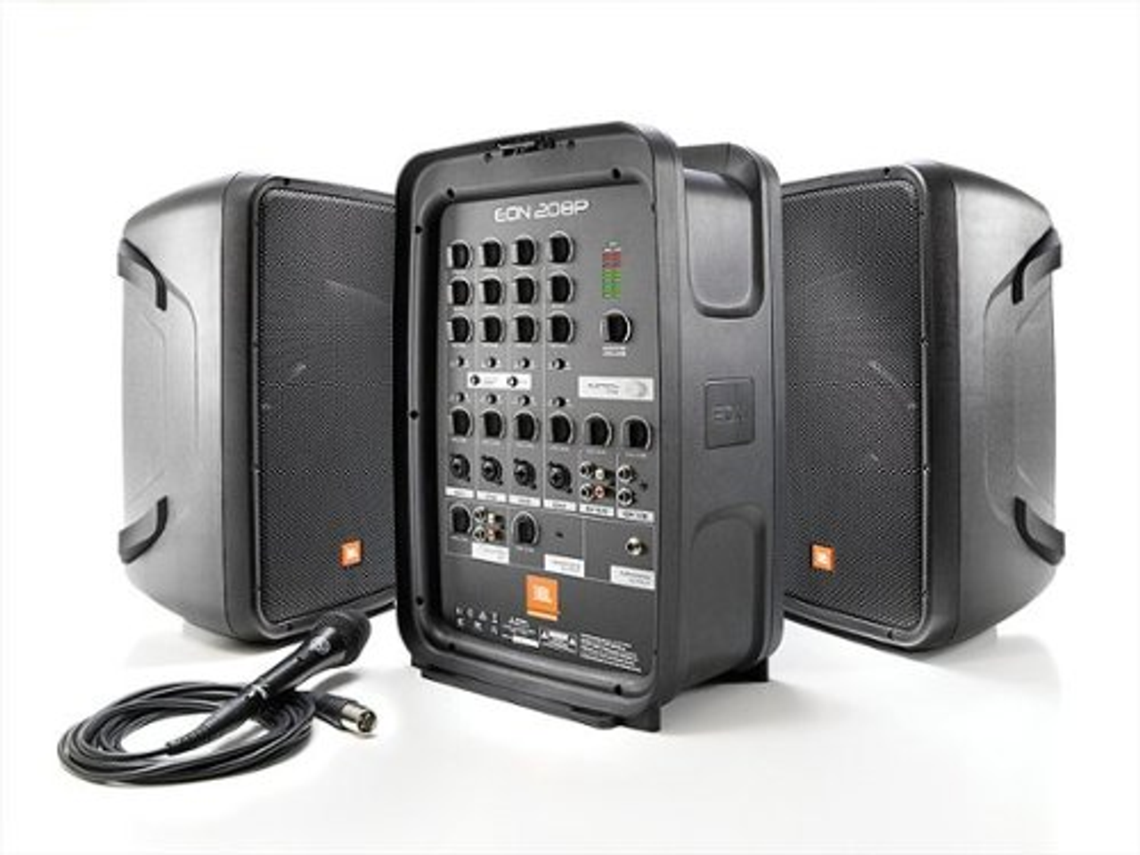 JBL - EON208P 8" Packaged 2 way PA System with 8 Channel Integrated Mixer - Black