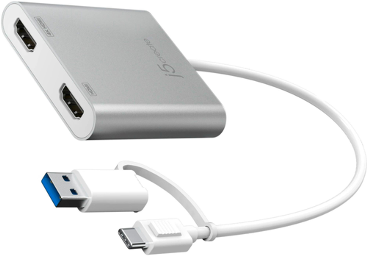 j5create - USB-C to Dual HDMI Multi-Monitor Adapter - Silver