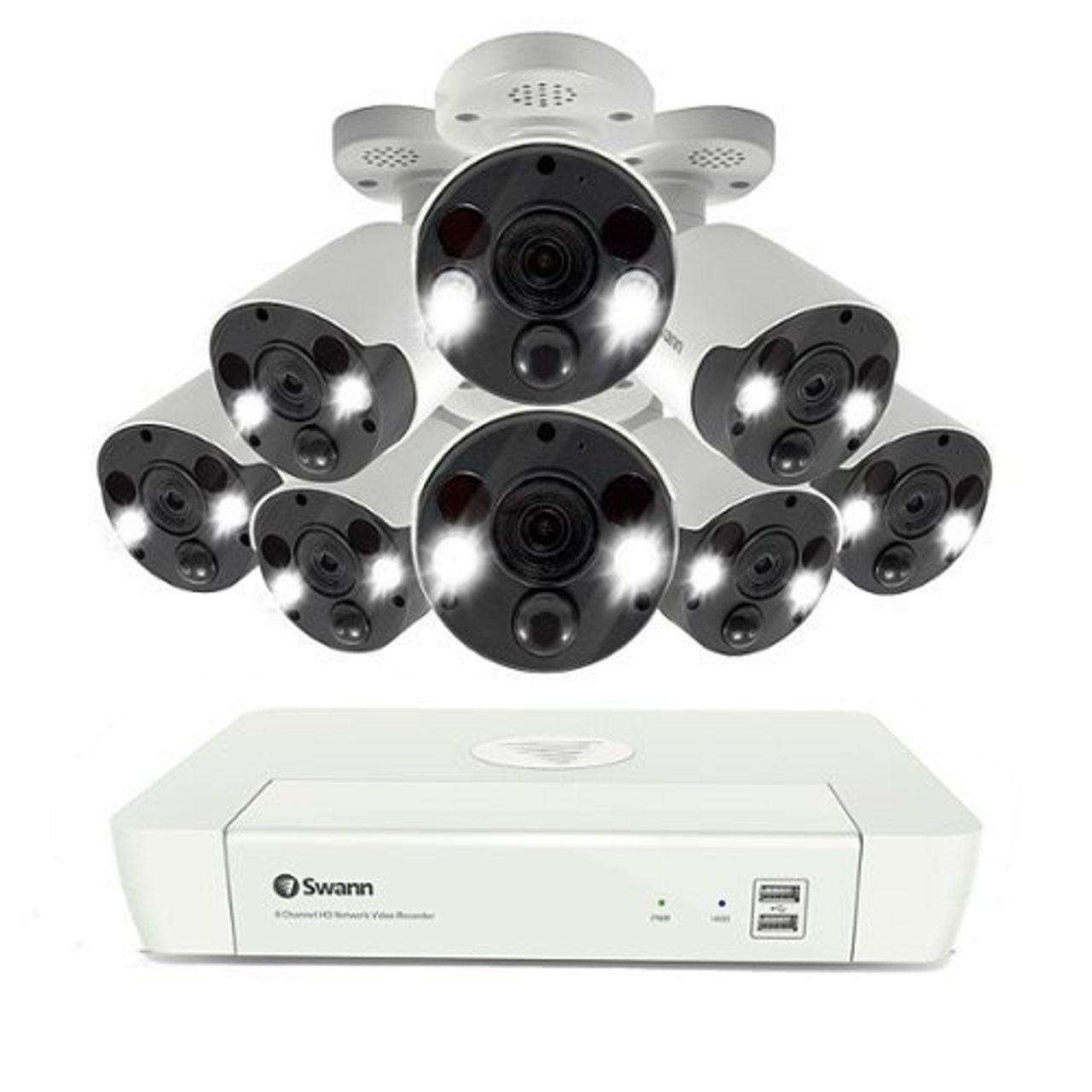 Swann - 4K Ultra HD 8-Channel, 8-Camera NVR Security System - White