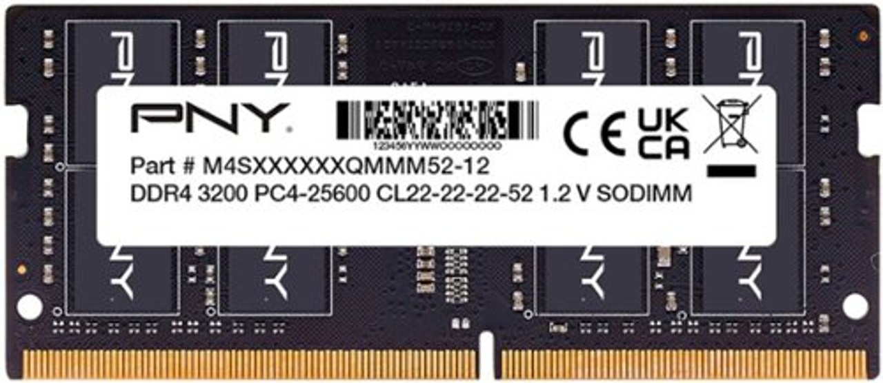 PNY - Performance 8GB DDR4 DRAM 3200MHz (PC4-25600) CL22 1.2V Dual Rank Notebook/Laptop (SODIMM) Computer Memory - Black