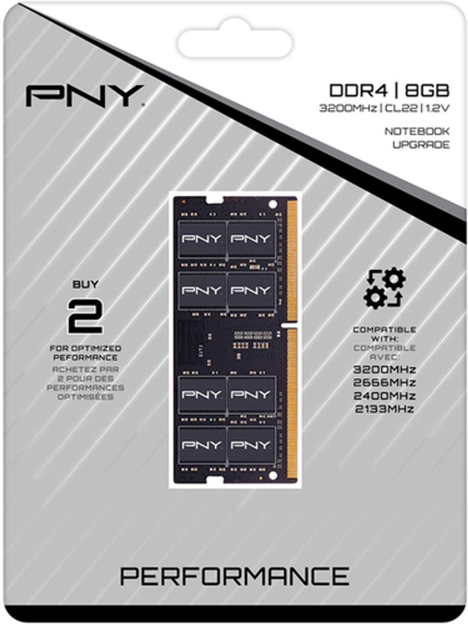 PNY - Performance 8GB DDR4 DRAM 3200MHz (PC4-25600) CL22 1.2V Dual Rank Notebook/Laptop (SODIMM) Computer Memory - Black