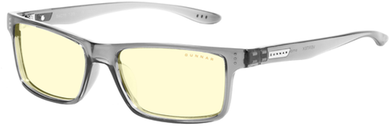 GUNNAR - Vertex Blue Light Blue Light Reduction Glasses Gray Crystal Frame with AmberTint +2.5 Magnification - Gray Crystal