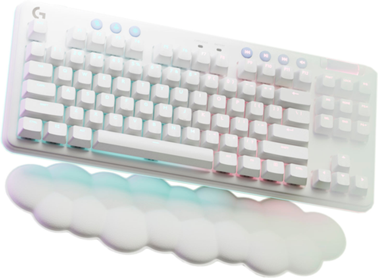 Logitech - G715 TKL Wireless Mechanical Clicky Switch Gaming Keyboard for PC/Mac with Palm Rest Included - White Mist