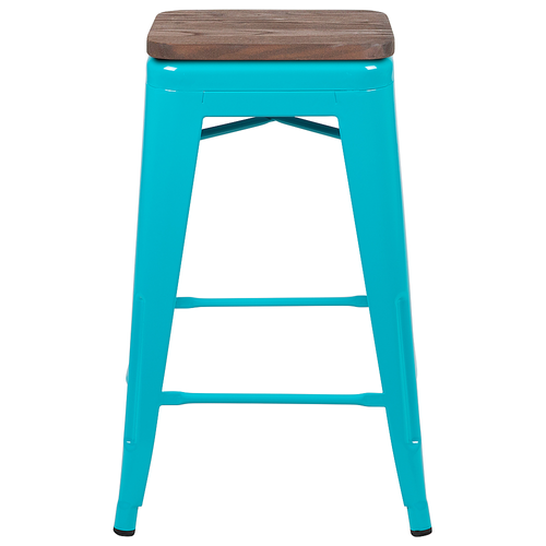 Flash Furniture - 24" High Metal Counter-Height, Indoor Bar Stool with Wood Seat - Stackable Set of 4 - Teal