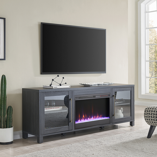Camden&Wells - Quincy Crystal Fireplace TV Stand for TVs up to 80" - Charcoal Gray