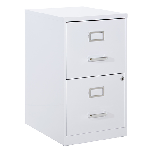 OSP Home Furnishings - 2 Drawer Locking Metal File Cabinet - White