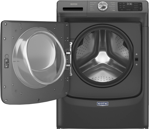 Maytag - 4.5 Cu. Ft. High Efficiency Stackable Front Load Washer with Steam and Extra Power Button - Volcano Black