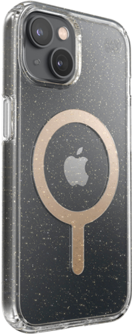 Speck - Presidio Perfect-Clear Case with MagSafe for Apple iPhone 14 - Gold Glitter