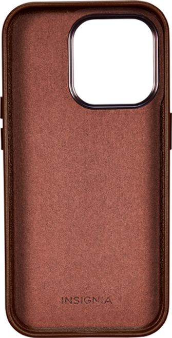 Insignia™ - Leather Wallet Case for iPhone 14 Pro - Bourbon