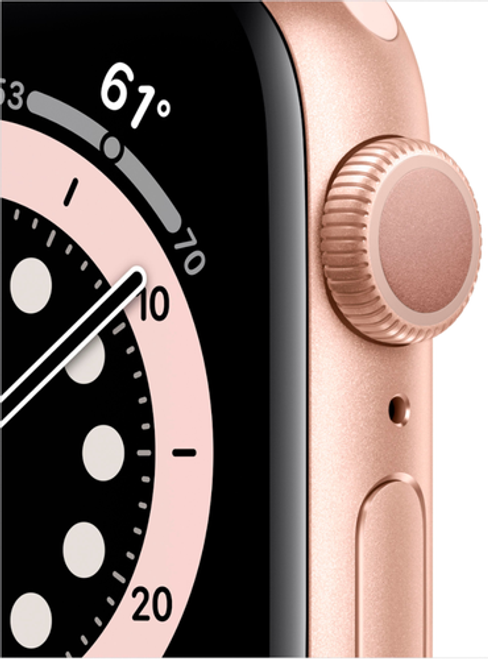 Geek Squad Certified Refurbished Apple Watch Series 6 (GPS) 40mm Gold Aluminum Case with Pink Sand Sport Band - Gold