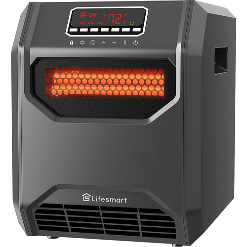 Lifesmart - 6-Element Infrared Heater with Front Intake Vent and UV Light - Black