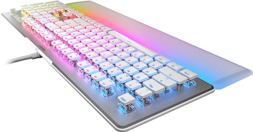ROCCAT - Vulcan II Max Full-size Gaming Keyboard with Linear Optical Titan Switch, RGB Lighting, Aluminum Top Plate and Palm Rest - White