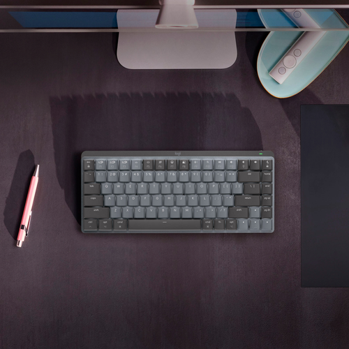 Logitech - MX Mechanical Mini for Mac Compact Wireless Mechanical Clicky Switch Keyboard for macOS/iPadOS/iOS with Backlit Keys - Space Gray