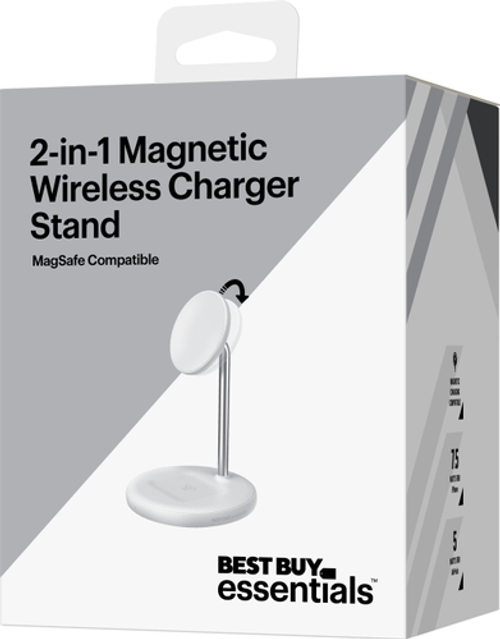 Best Buy essentials™ - 2-in-1 Magnetic Wireless Charger for iPhone 14/13/12 series + AirPods - White