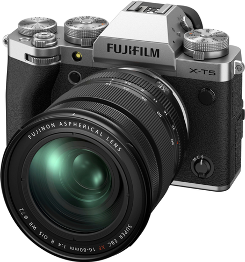 FUJIFILM X-T5 Mirrorless Camera Body, Silver w/ FUJINON XF16-80mmF4 R OIS WR Lens Kit