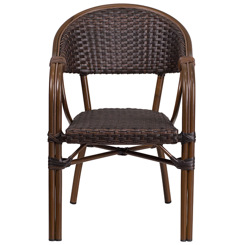 Flash Furniture - Lila Patio Chair - Dark Brown Rattan/Red Bamboo-Aluminum Frame