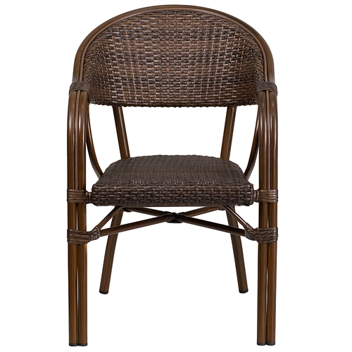 Flash Furniture - Lila Patio Chair - Cocoa Rattan/Bamboo-Aluminum Frame