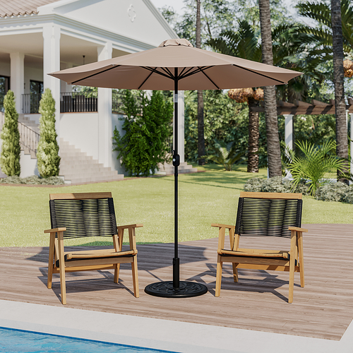 Flash Furniture - Kona Patio Umbrella and Base - Tan