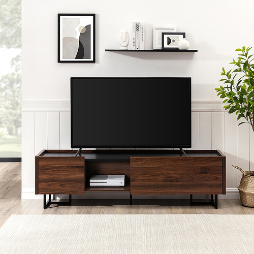 Walker Edison - Contemporary Low TV Stand for TVs up to 65” - Dark Walnut