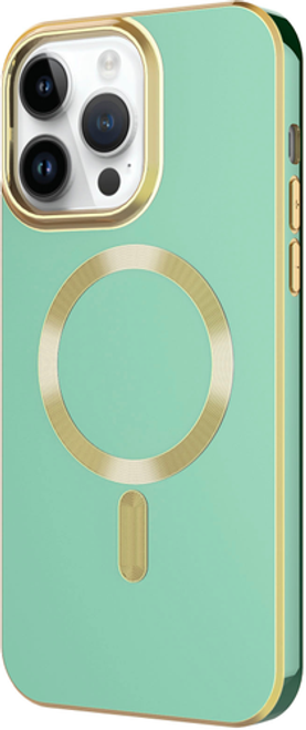 AMPD - Gold Bumper Soft Case with MagSafe for Apple iPhone 14 Pro Max - Light Green