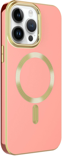 AMPD - Gold Bumper Soft Case with MagSafe for Apple iPhone 14 Pro Max - Light Pink