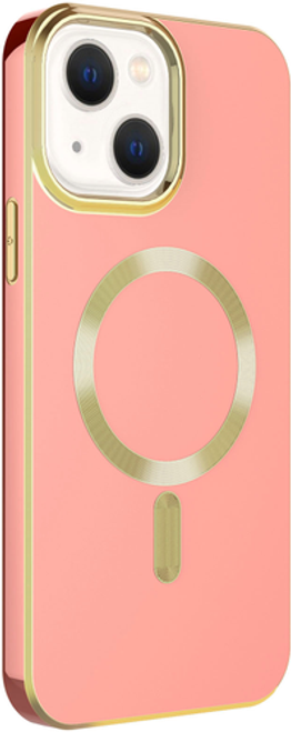 AMPD - Gold Bumper Soft Case with MagSafe for Apple iPhone 14 / iPhone 13 - Light Pink