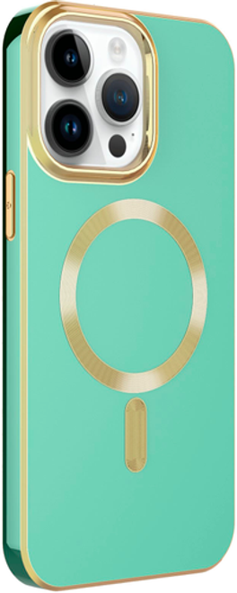 AMPD - Gold Bumper Soft Case with MagSafe for Apple iPhone 14 Pro - Light Green