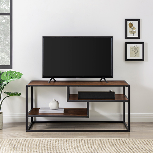 Walker Edison - Industrial TV Stand - Dark Walnut