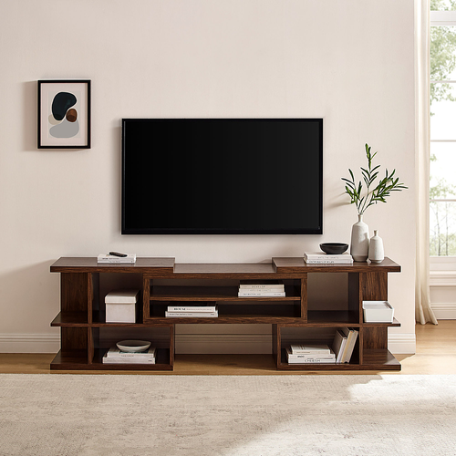 Walker Edison - Modern Adjustable TV Stand for TVs up to 60” - Dark Walnut