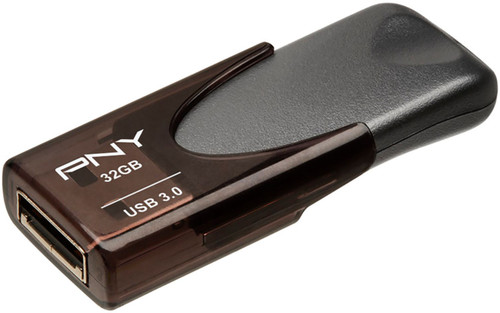 PNY - Elite Turbo Attache 4 32GB USB 3.0 Type A Flash Drive - Black/Gray