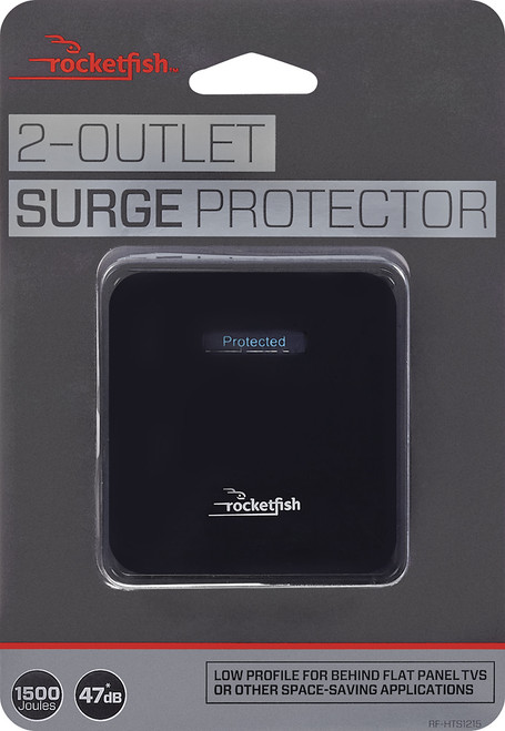 Rocketfish™ - 2-Outlet Wall Tap Surge Protector - Black