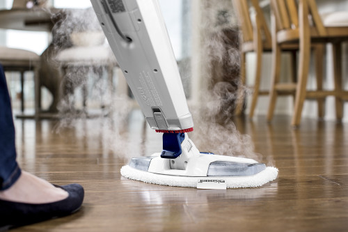 BISSELL - PowerFresh Deluxe Steam Mop Hard Floor Cleaner - Brite White/Saphire Waltz