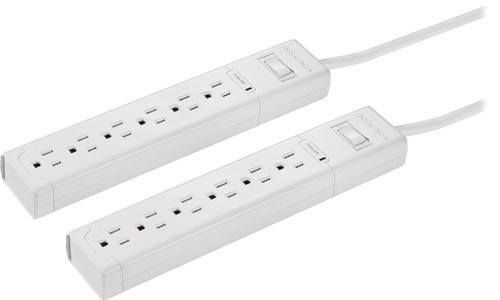 Insignia™ - 6 Outlet Surge Protector 2 Pack - White