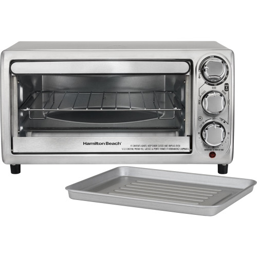 Hamilton Beach - 4-Slice Toaster Oven - Stainless steel