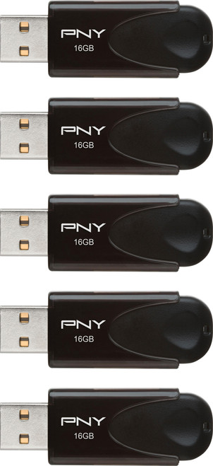 PNY - Attaché 4 16GB USB 2.0 Flash Drive (5-Pack) - Black