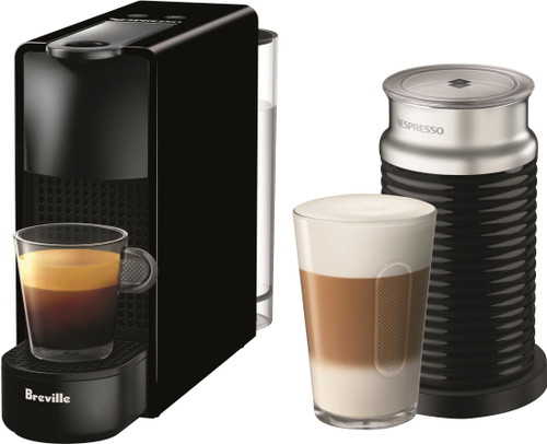 Nespresso - Essenza Mini Espresso Machine with Aeroccino Milk Frother by Breville - Piano Black