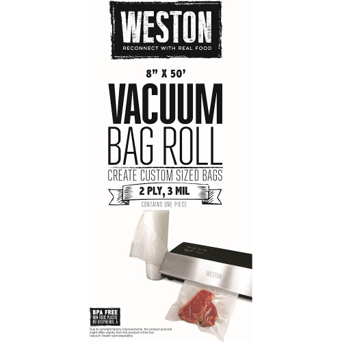 Weston - 8" x 50' Vacuum Sealer Bags Roll - Transparent