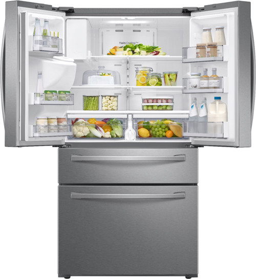 Samsung - 28  cu. ft. 4-Door French Door Refrigerator with FlexZone™ Drawer - Fingerprint Resistant Stainless Steel