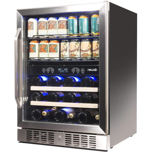 NewAir - 20-Bottle Built-In Dual Zone Wine Refrigerator - Stainless steel