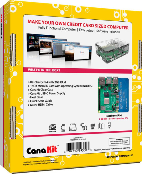 CanaKit - Raspberry Pi 4 2GB Starter Kit - Clear Case