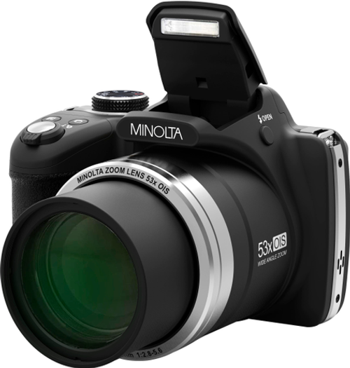 Konica Minolta - MINOLTA® MN53Z 16 MP Bridge Camera with 53x Optical Zoom and WiFi (Black) - Black