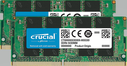 Crucial 64GB Kit (32GBx2) DDR4 3200 MT/s CL22 SODIMM 260-Pin Memory - CT2K32G4SFD832A - Green