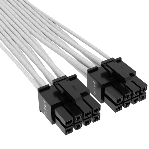 CORSAIR - 2’ Premium Individually Sleeved 12+4pin PCIe Gen 5 Type-4 600W 12VHPWR Cable - White