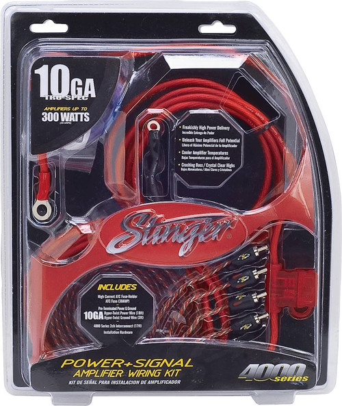 Stinger - 4000 Series 10GA Power and Signal Amplifier Wiring Kit - Red