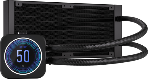 CORSAIR - iCUE H100i ELITE LCD XT 120mm Fans + 240mm Radiator Liquid Cooling System with IPS LCD Screen - Black