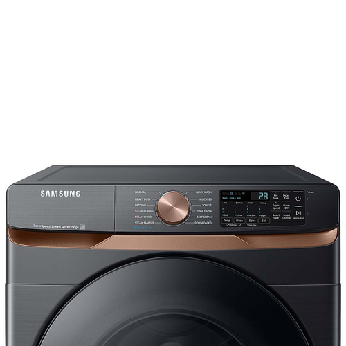 Samsung - 5.0 cu. ft. Extra Large Capacity Smart Front Load Washer with Super Speed Wash and Steam - Brushed Black