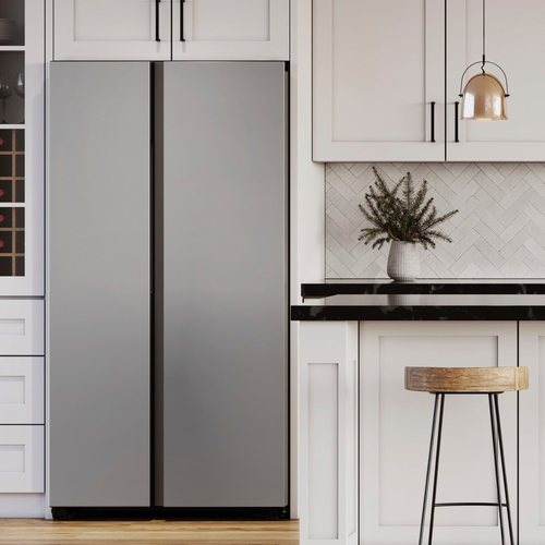 Samsung - Bespoke Counter Depth Side-by-Side Refrigerator with Beverage Center - Stainless steel