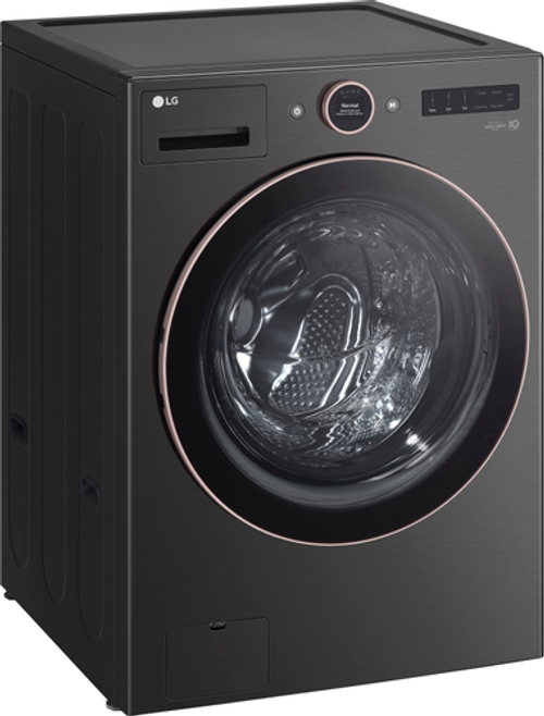 LG - 5.0 Cu. Ft. High-Efficiency Stackable Smart Front Load Washer with Steam and TurboWash 360 - Middle Black