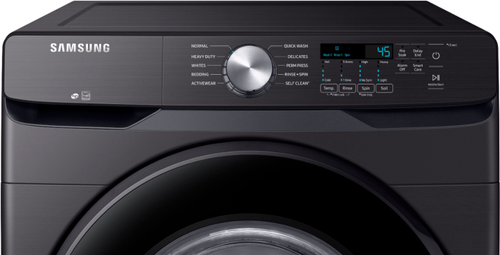 Samsung - 4.5 Cu. Ft. High Efficiency Stackable Front Load Washer with Steam and Vibration Reduction Technology+ - Black Stainless Steel